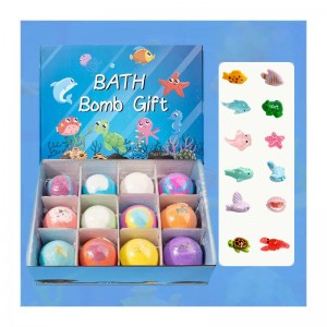 Factory Price Children Bath Bombs Gift Set 12pcs with Ocean Toys Natural Ingredients Relaxing Aroma Soft Foam Bath Bombs